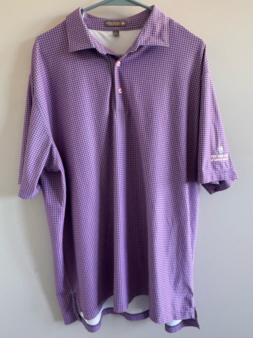 Peter Millar Micro-Check Performance Golf Polo summer comfort Amelia Island XL